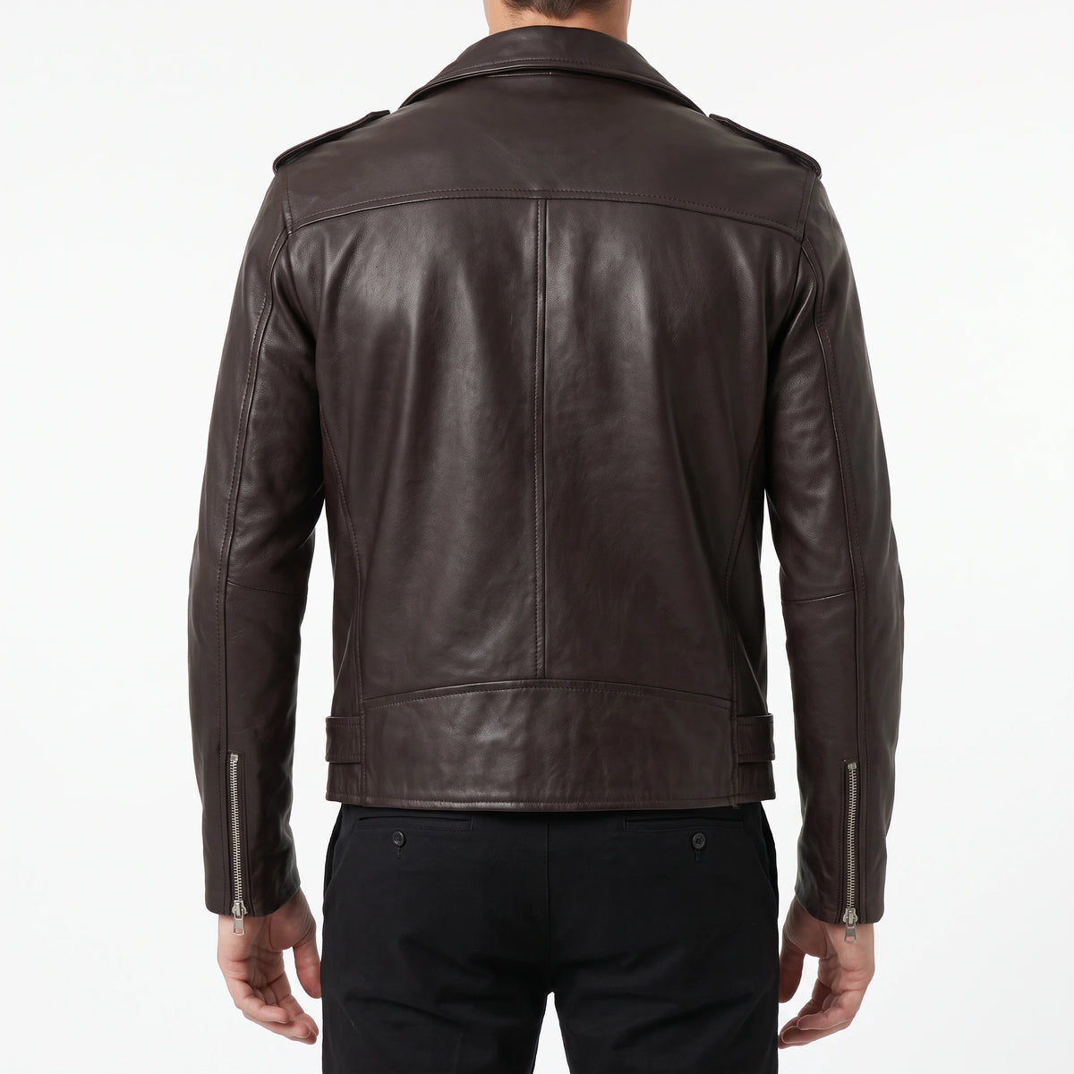 Corvin Men’s Dark Brown Belted Leather Biker Jacket