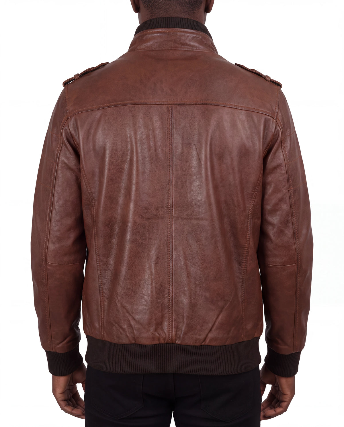 Crosslane Men’s Brown Leather Bomber Jacket with Removable Hood