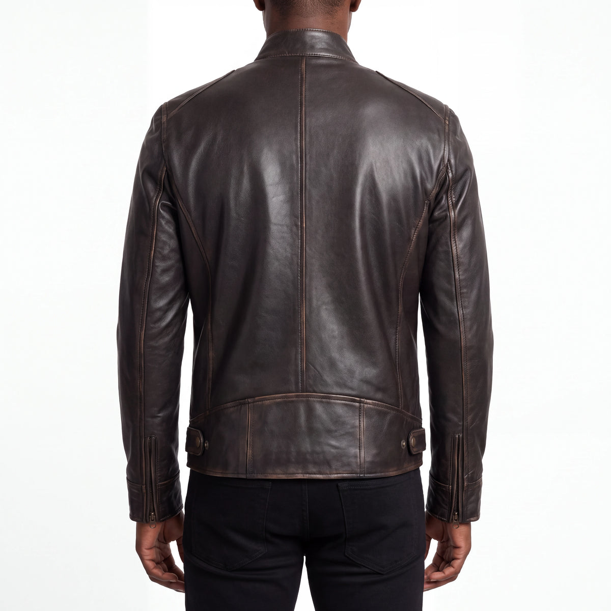 Espresso Outlaw Men’s Dark Brown Leather Biker Jacket