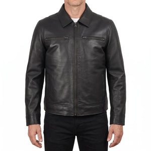 Grant Men’s Black Harrington Leather Jacket