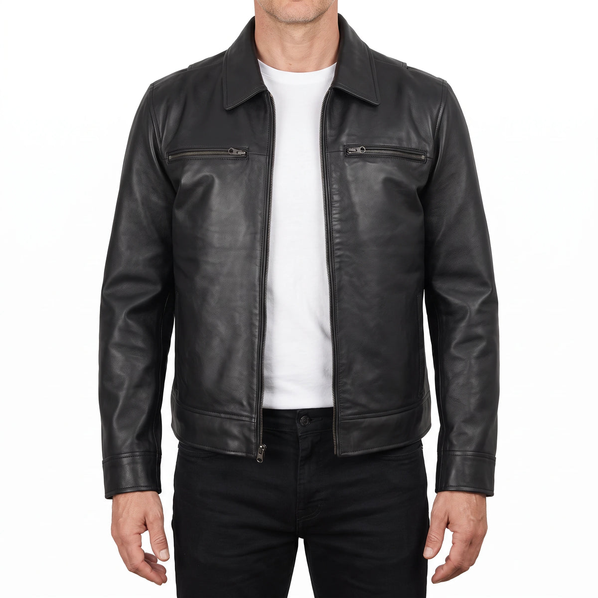 Grant Men’s Black Harrington Leather Jacket