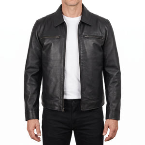 Grant Men’s Black Harrington Leather Jacket