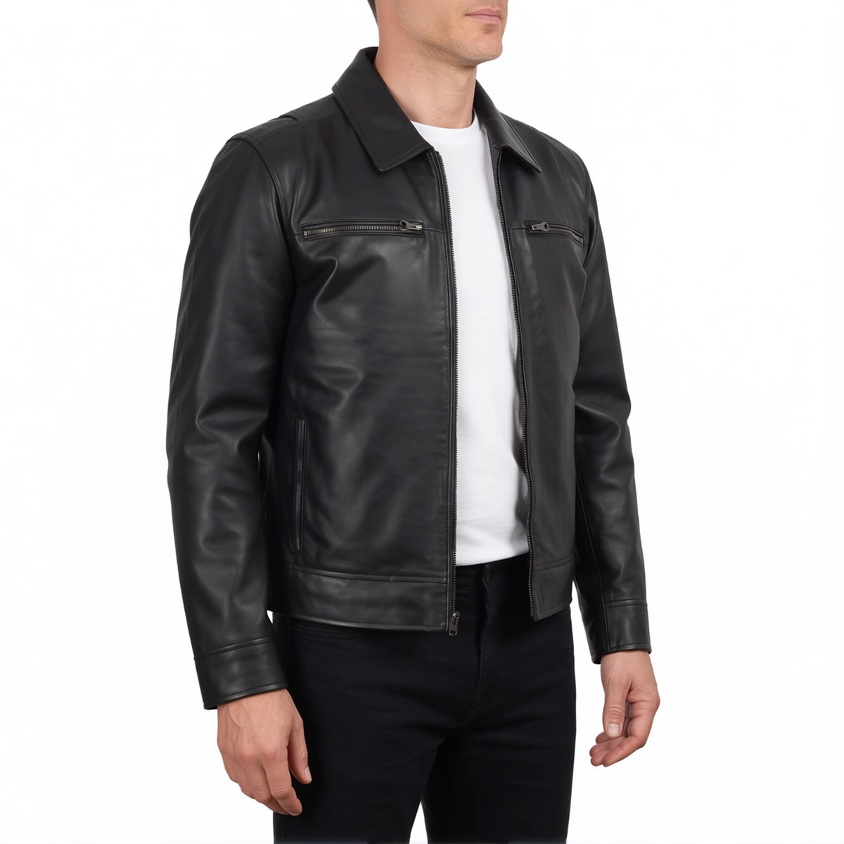 Grant Men’s Black Harrington Leather Jacket