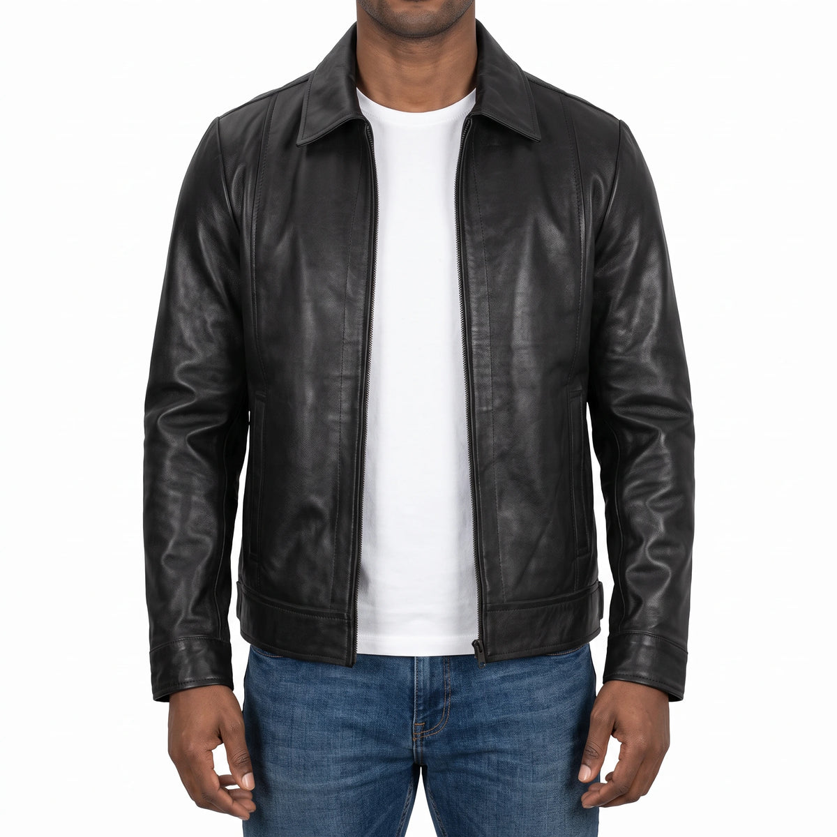 Hale Men’s Black Vintage Harrington Leather Jacket