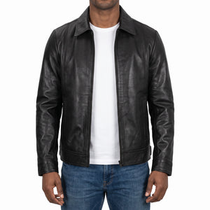 Hale Men’s Black Vintage Harrington Leather Jacket