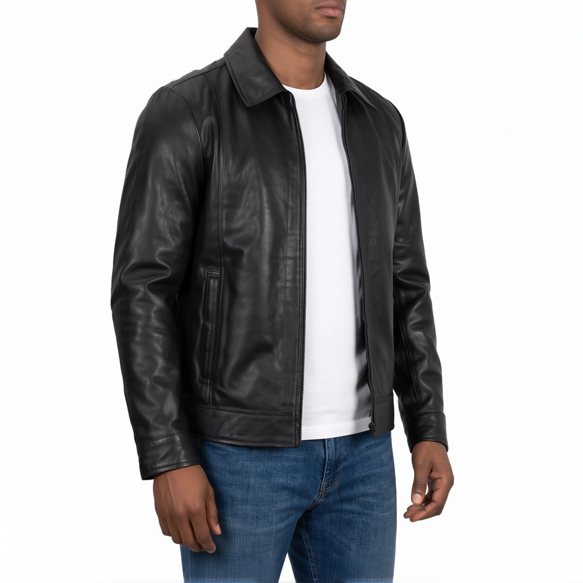 Hale Men’s Black Vintage Harrington Leather Jacket