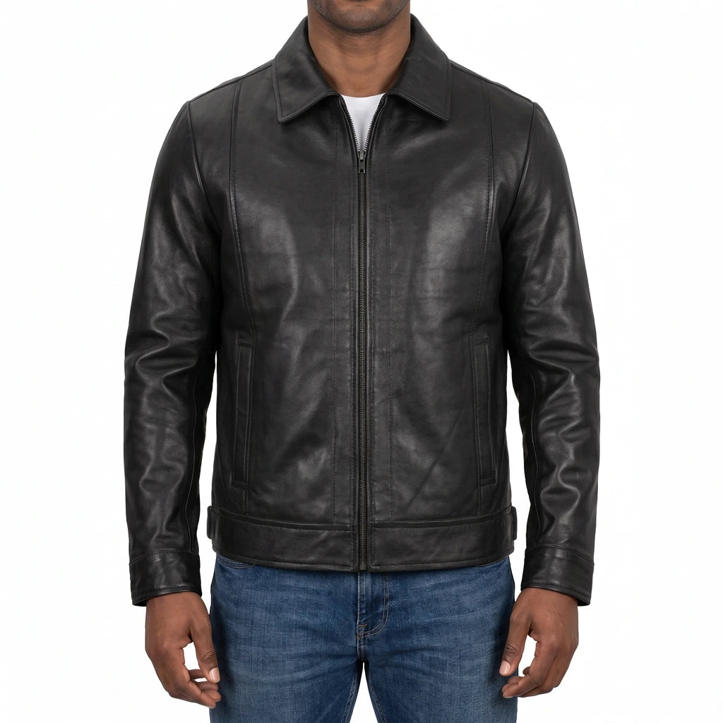 Hale Men’s Black Vintage Harrington Leather Jacket