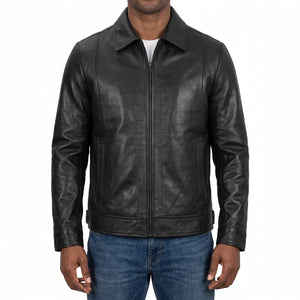 Hale Men’s Black Vintage Harrington Leather Jacket