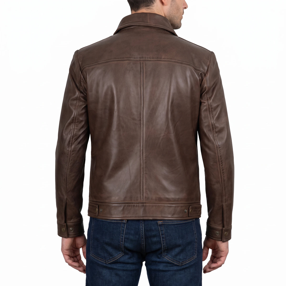 Hale Men’s Chocolate Brown Vintage Harrington Leather Jacket