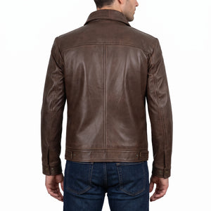 Hale Men’s Chocolate Brown Vintage Harrington Leather Jacket