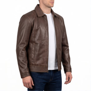 Hale Men’s Chocolate Brown Vintage Harrington Leather Jacket