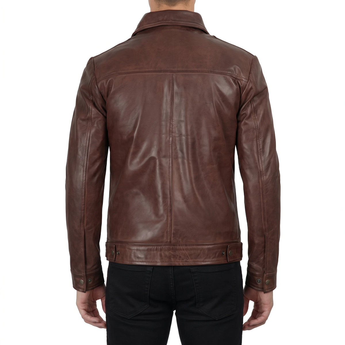 Hale Men’s Cognac Brown Vintage Harrington Leather Jacket