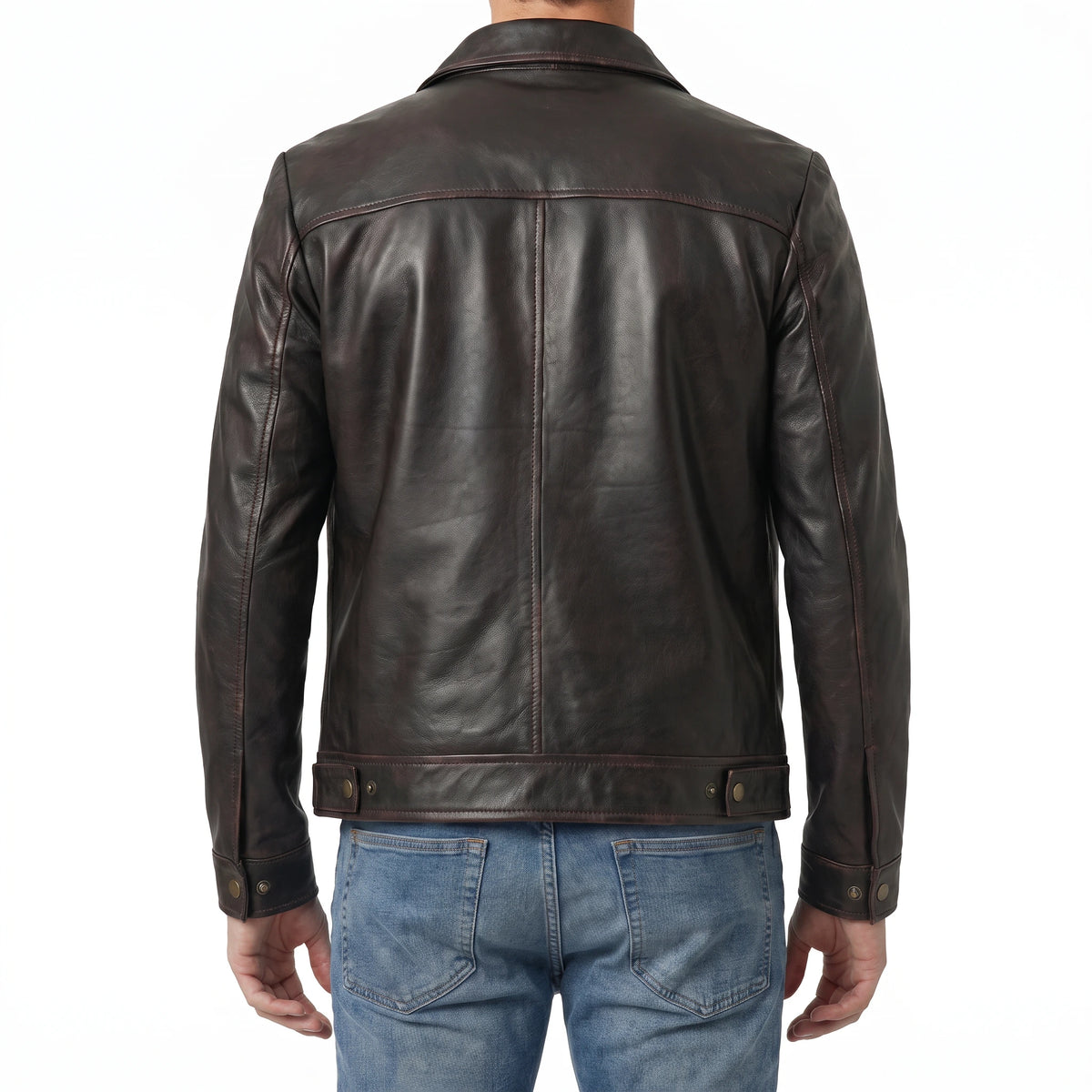 Hale Men’s Distressed Brown Vintage Harrington Leather Jacket