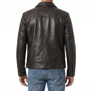 Hale Men’s Distressed Brown Vintage Harrington Leather Jacket
