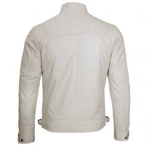 Ivory Warden Men’s Off-White Quilted Leather Biker Jacket