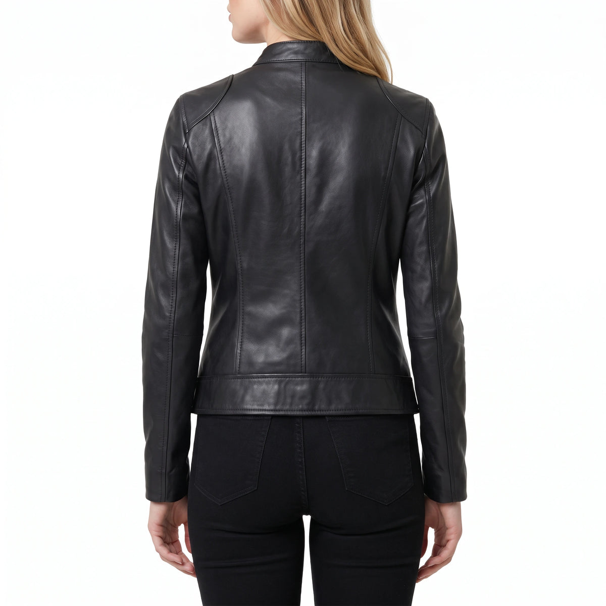 Juliette Women’s Black Cafe Racer Style Biker Leather Jacket