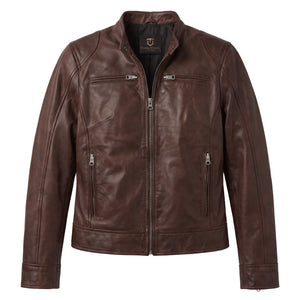 Juliette Women’s Cognac Brown Cafe Racer Style Biker Leather Jacket