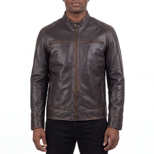 Espresso Outlaw Men’s Dark Brown Leather Biker Jacket
