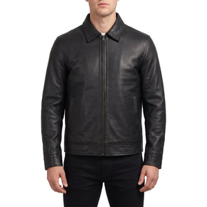 Miles Men’s Black Harrington Leather Jacket