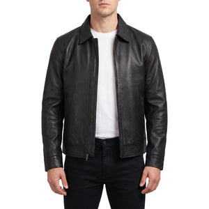 Miles Men’s Black Harrington Leather Jacket