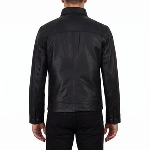 Miles Men’s Black Harrington Leather Jacket
