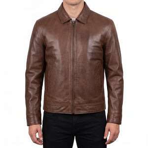Miles Men’s Brown Harrington Leather Jacket