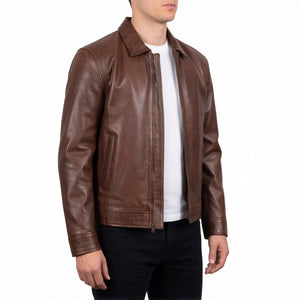 Miles Men’s Brown Harrington Leather Jacket