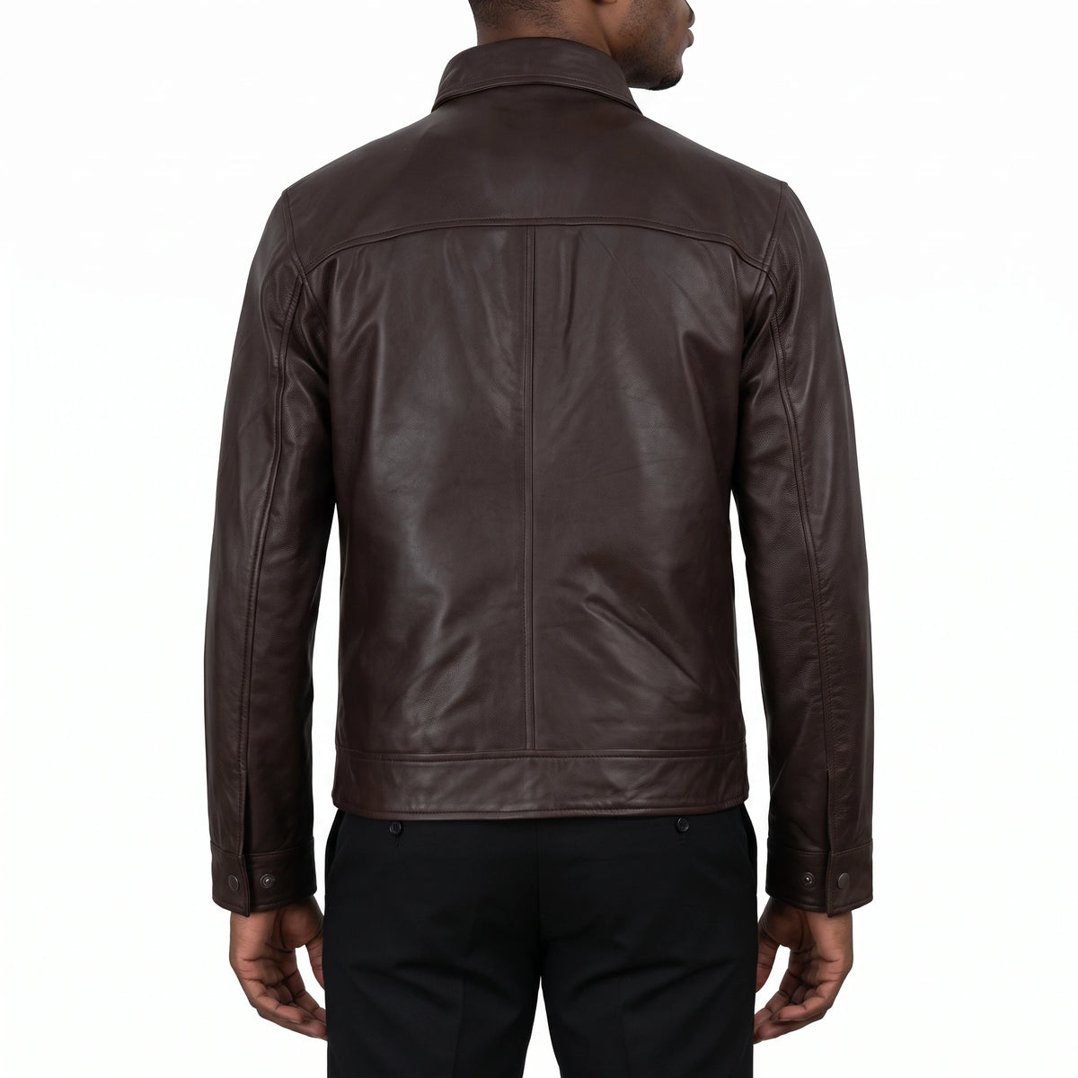 Miles Men’s Dark Brown Harrington Leather Jacket