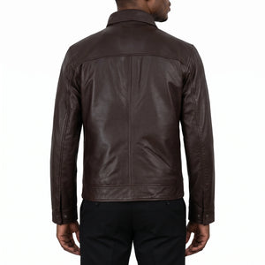 Miles Men’s Dark Brown Harrington Leather Jacket