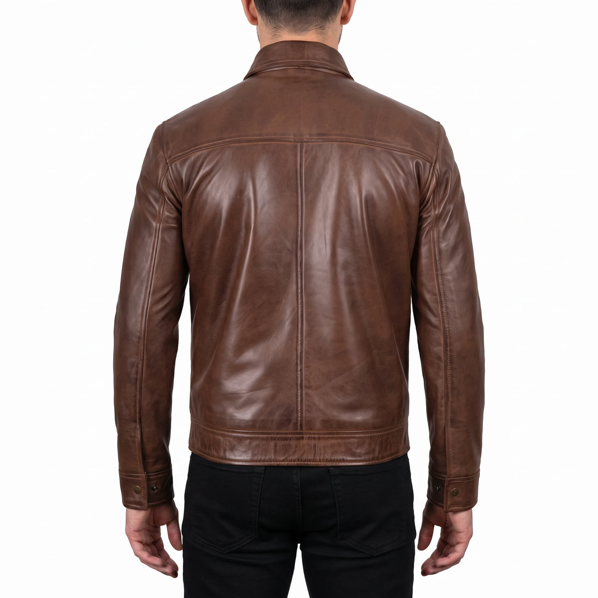 Miles Men’s Brown Harrington Leather Jacket