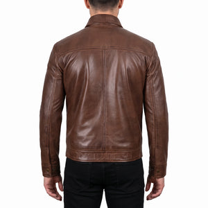 Miles Men’s Brown Harrington Leather Jacket