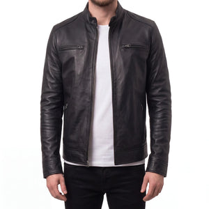 Onyx Outlaw Men’s Black Leather Biker Jacket