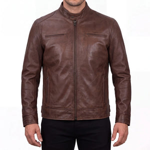 Amber Outlaw Men’s Cognac Leather Biker Jacket