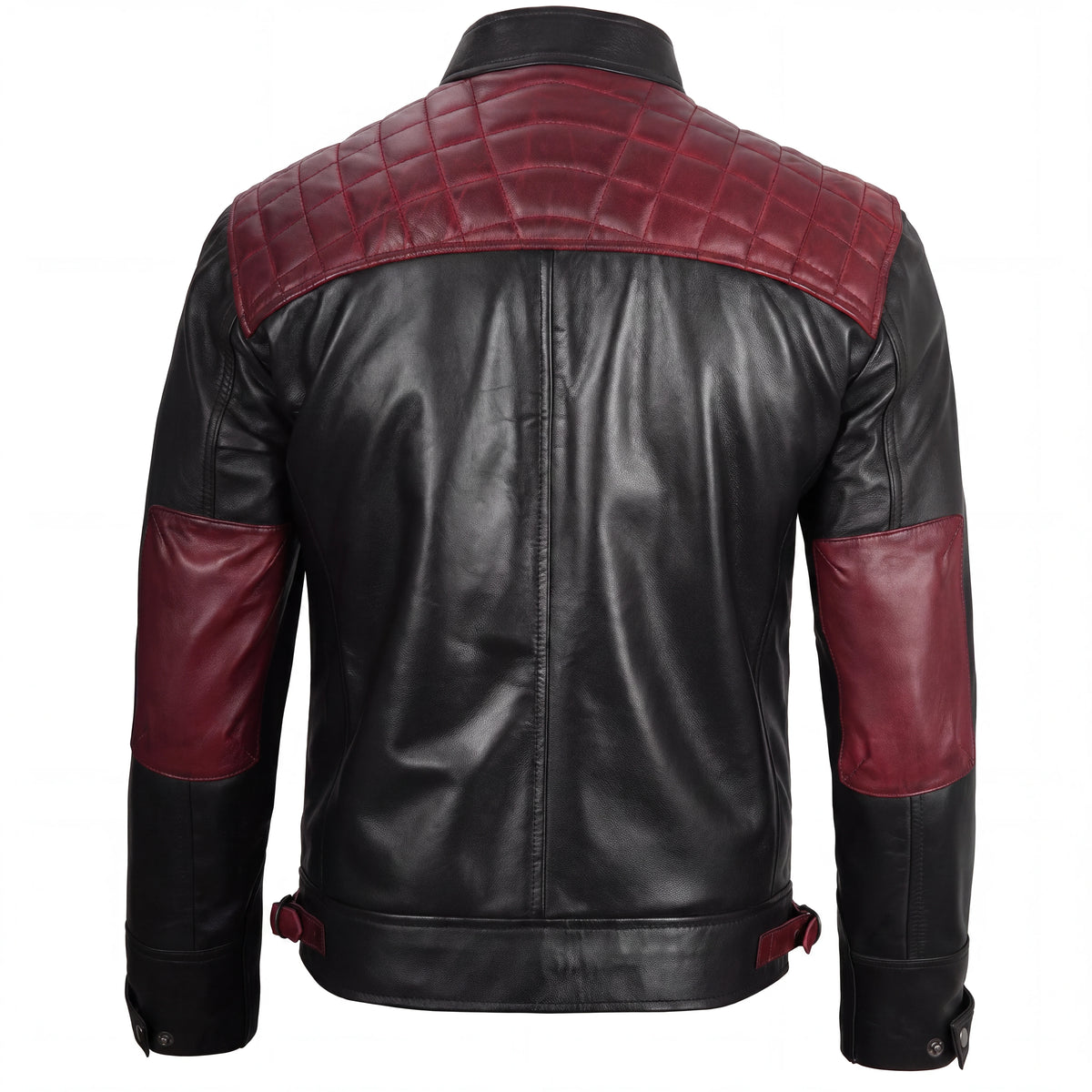 Oxblood Viper Men’s Black and Maroon Leather Biker Jacket
