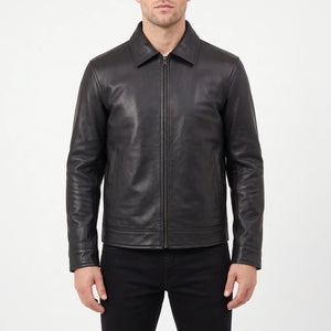 Pierce Men’s Black Harrington Leather Jacket
