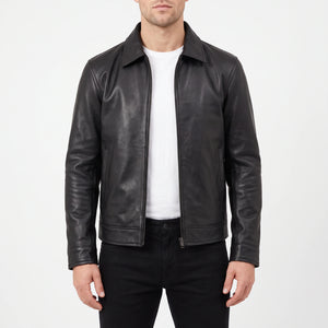 Pierce Men’s Black Harrington Leather Jacket