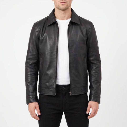 Pierce Men’s Black Harrington Leather Jacket