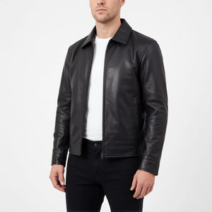 Pierce Men’s Black Harrington Leather Jacket