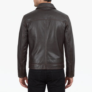 Pierce Men’s Rub-Off Brown Harrington Leather Jacket