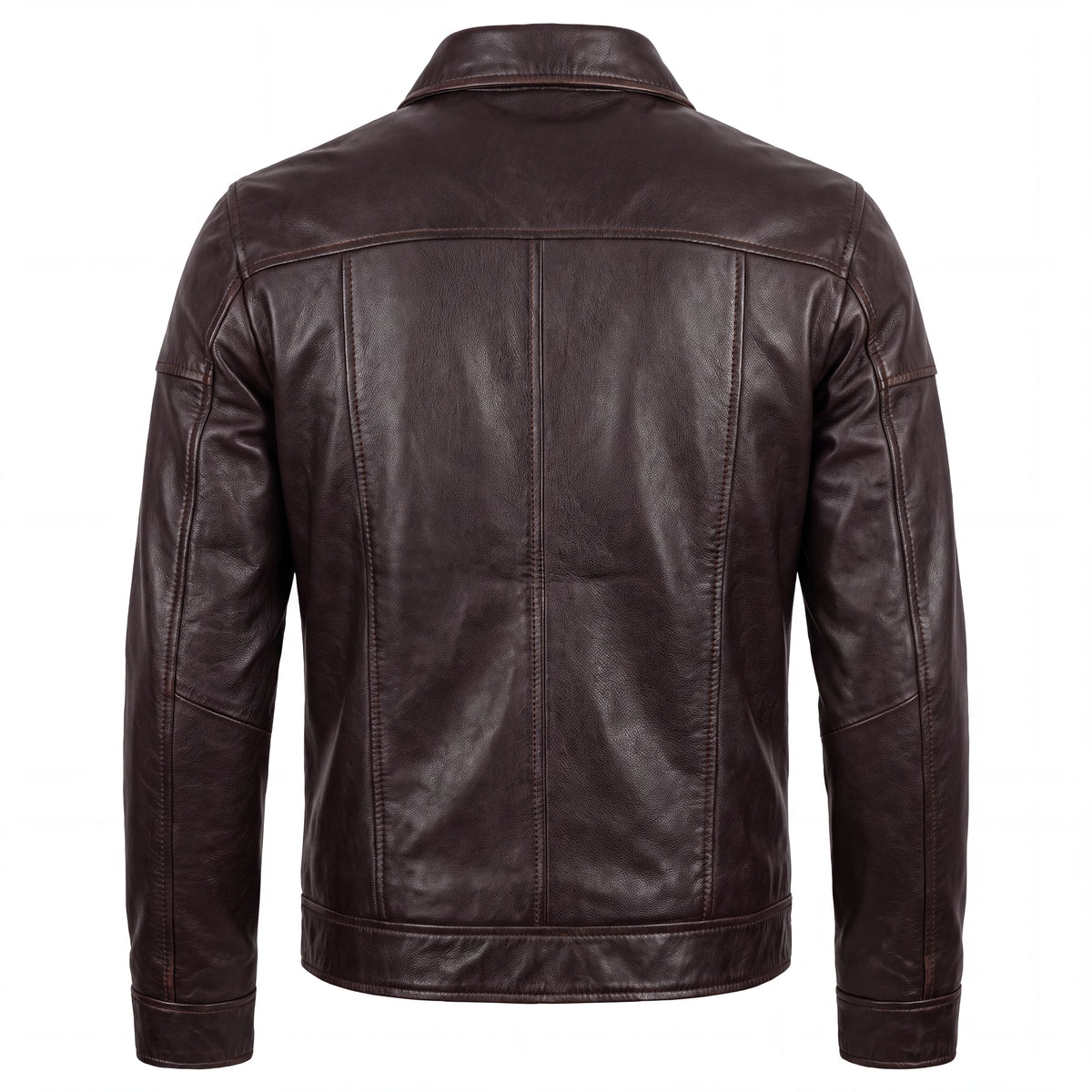 Sable Frontier Men’s Distressed Brown Leather Harrington Jacket