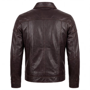 Sable Frontier Men’s Distressed Brown Leather Harrington Jacket