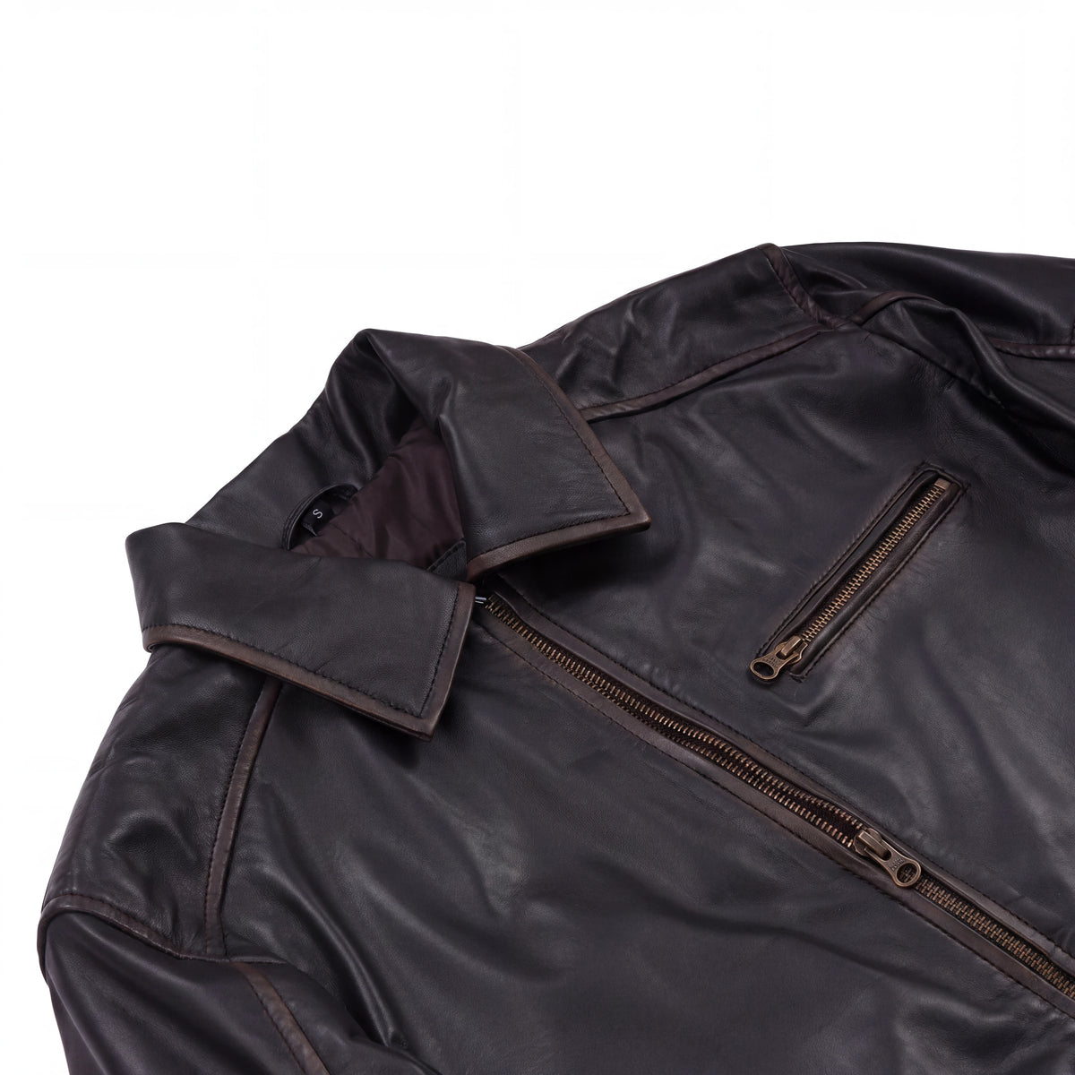 Sable Frontier Men’s Distressed Brown Leather Harrington Jacket