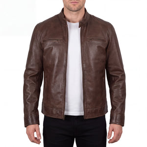 Sienna Outlaw Men’s Brown Leather Biker Jacket