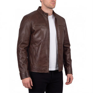 Sienna Outlaw Men’s Brown Leather Biker Jacket