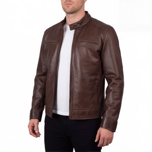 Sienna Outlaw Men’s Brown Leather Biker Jacket