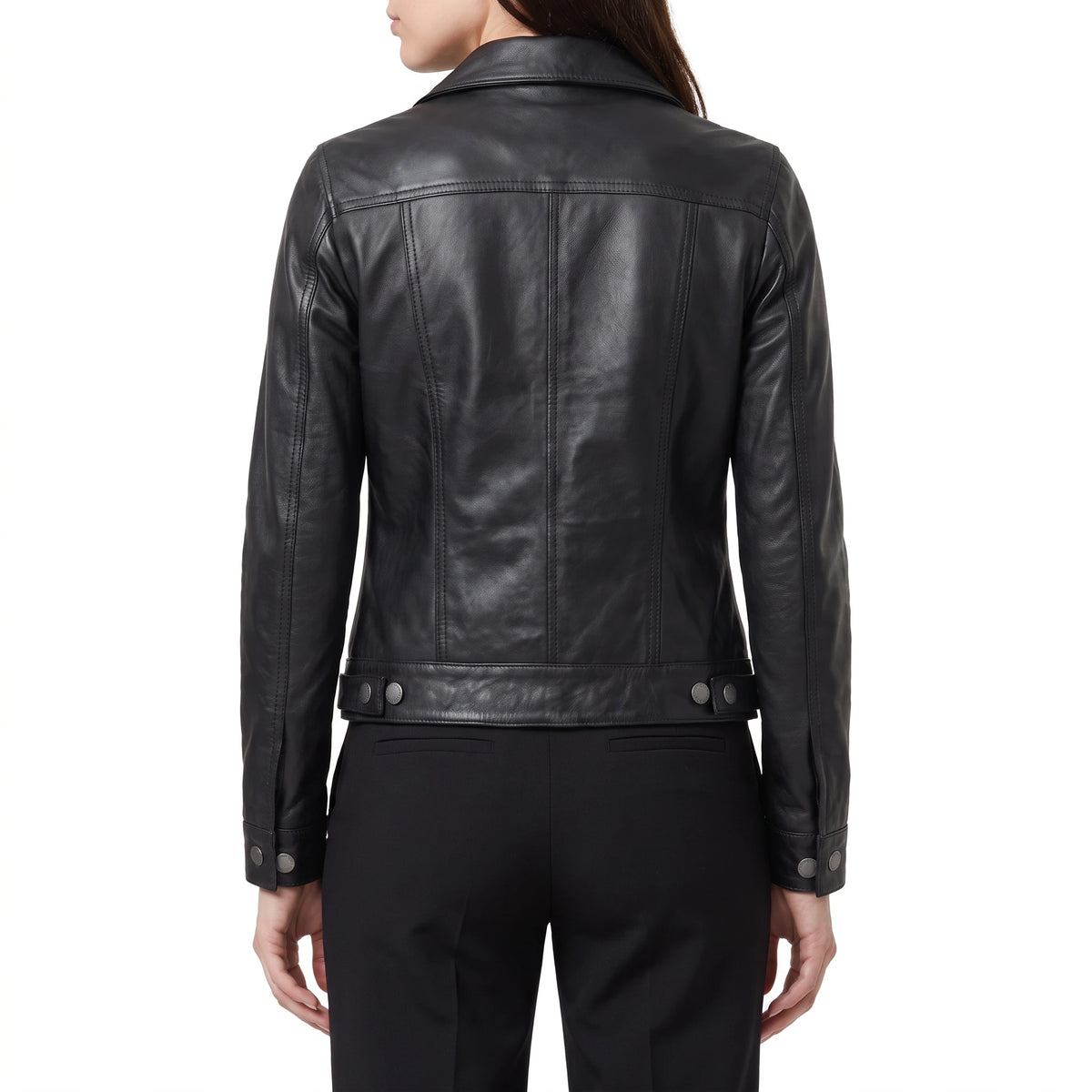 Vivienne Women’s Black Leather Trucker Jacket