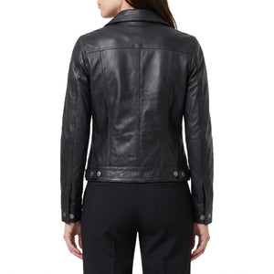 Vivienne Women’s Black Leather Trucker Jacket