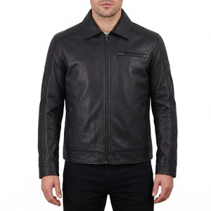 Wells Men’s Black Harrington Leather Jacket
