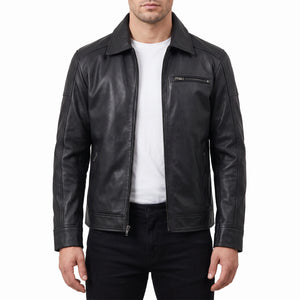 Wells Men’s Black Harrington Leather Jacket