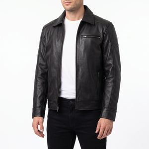 Wells Men’s Black Harrington Leather Jacket
